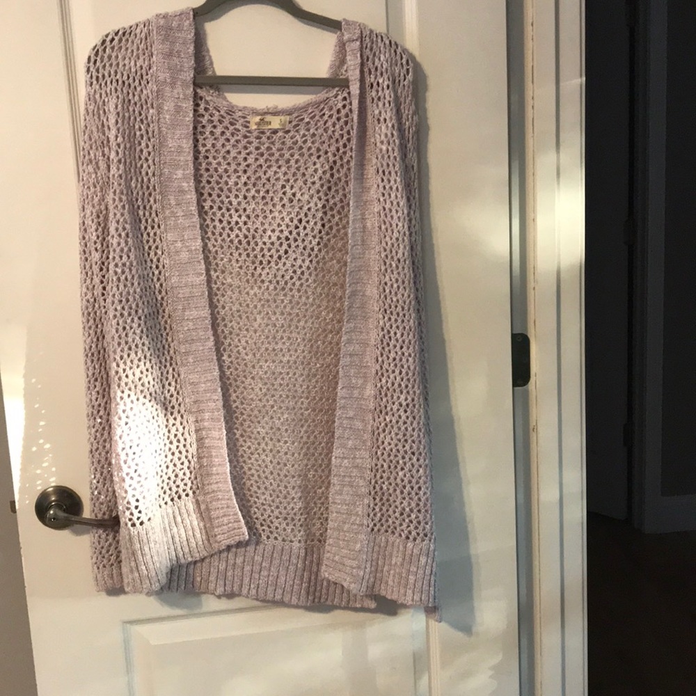 Long light purple cardigan with hood